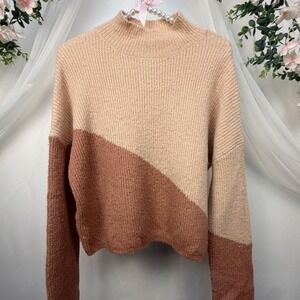 Planet Gold Sweater Womens Small High Neck Pullover Cropped Multicolor